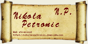 Nikola Petronić vizit kartica